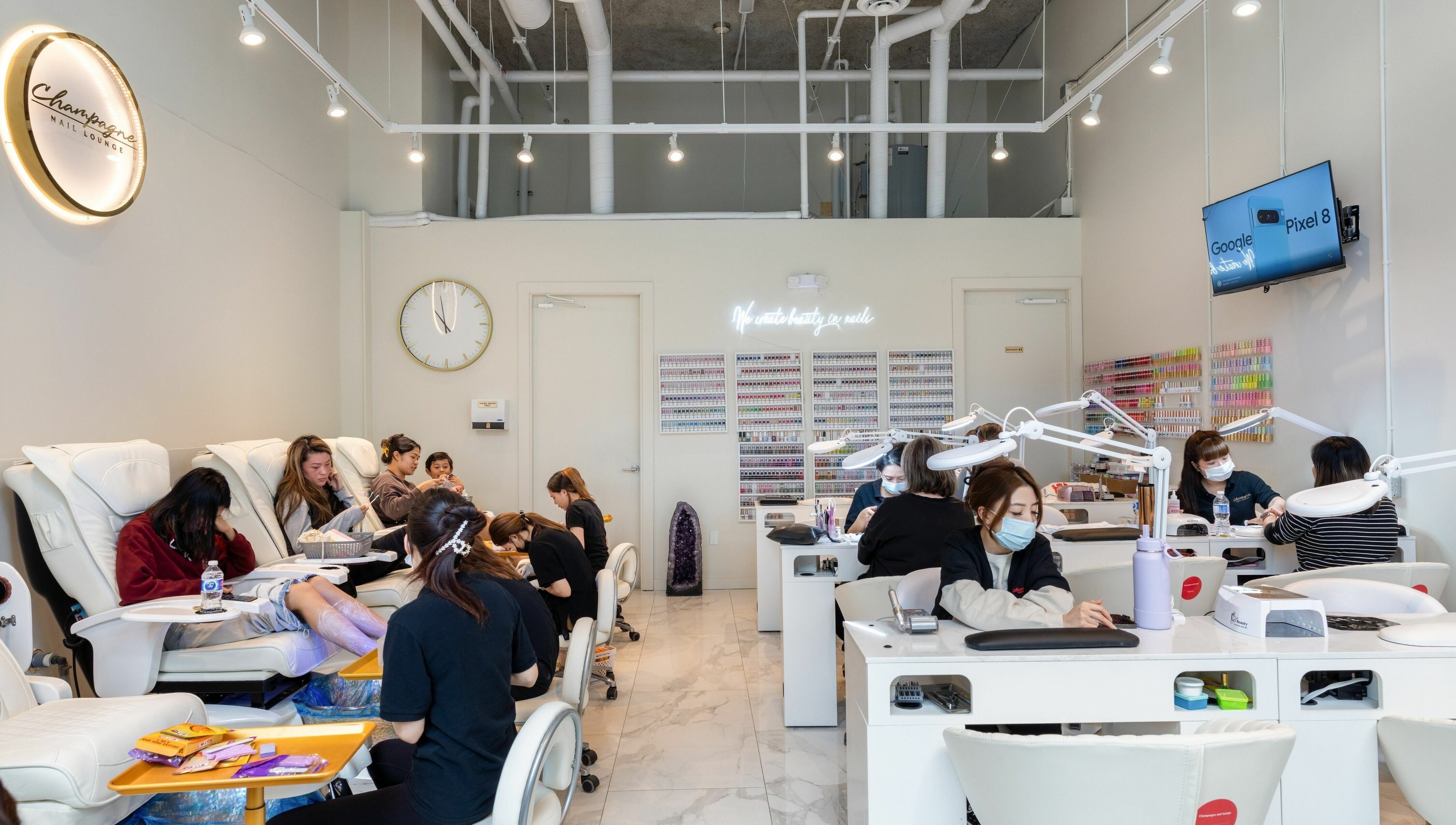 Relaxing nail treatments at Champagne Nail Lounge at the Quay, New Westminster, British Columbia, CA.