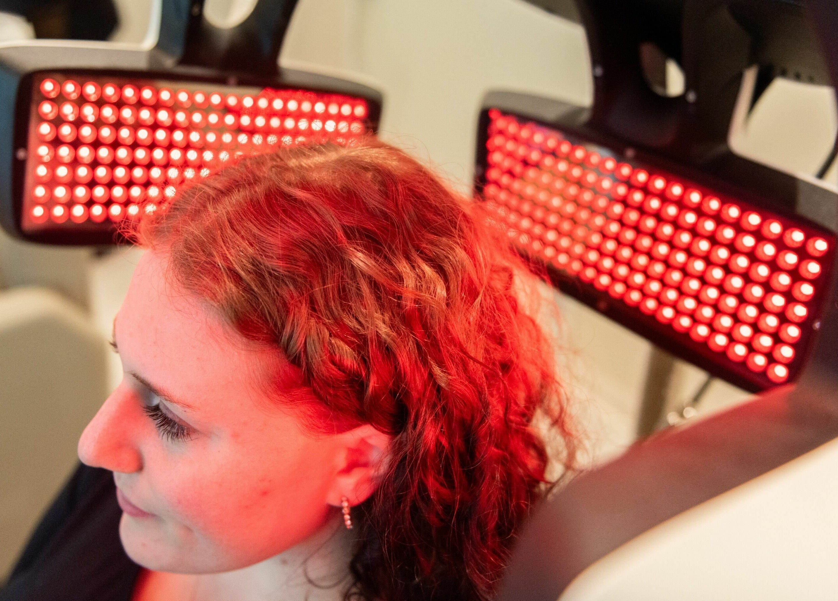 LED hair treatment at Tea Scalp & Hair Spa, Las Vegas, Nevada, US for hair rejuvenation.