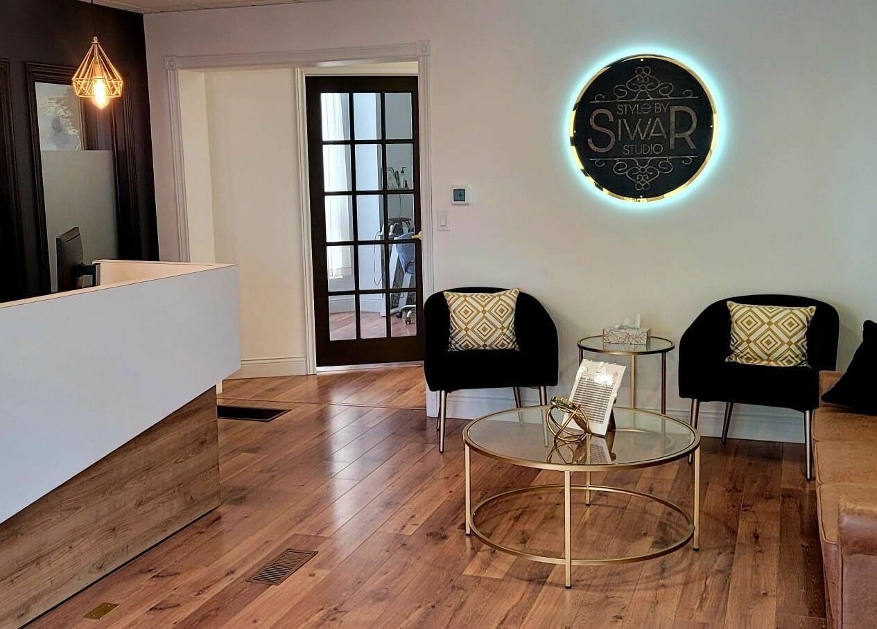 Modern reception area at Style by Siwar Studio, Moncton, New Brunswick, CA with sleek design elements.
