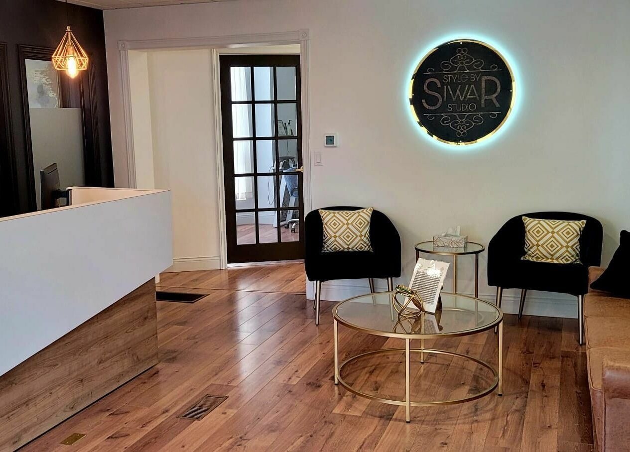 Modern reception area at Style by Siwar Studio, Moncton, New Brunswick, CA with sleek design elements.