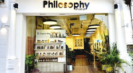 Entrance to Philosophy Studio in Singapore, SG, showcasing elegant interiors and stylish decor.