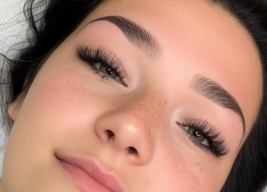 Close-up of enhanced lashes at Liquid Gold Studio, Winnipeg, Manitoba, CA for a stunning beauty look.