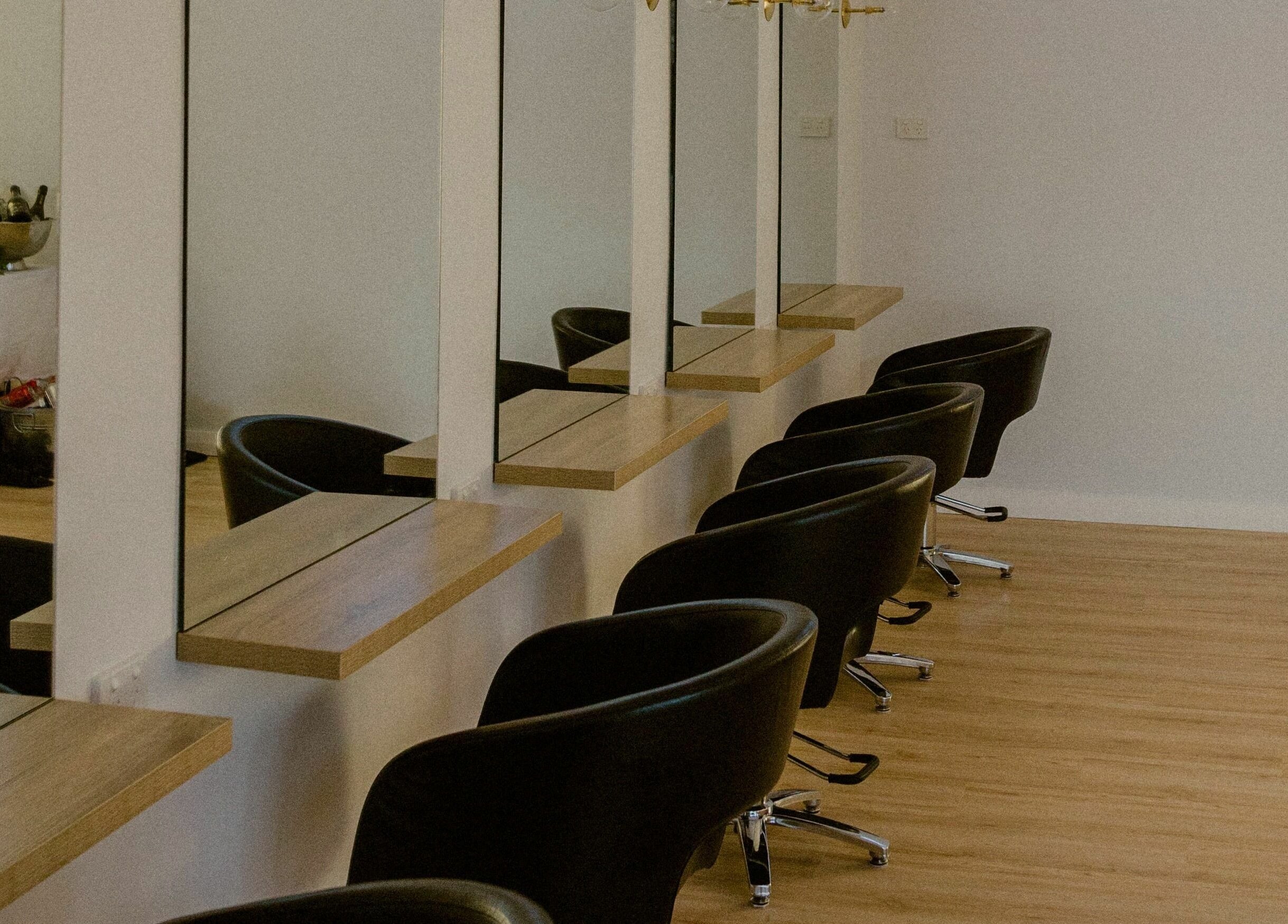 Sleek, modern salon stations at Elli Mac Salon, Waroona, Western Australia, AU.