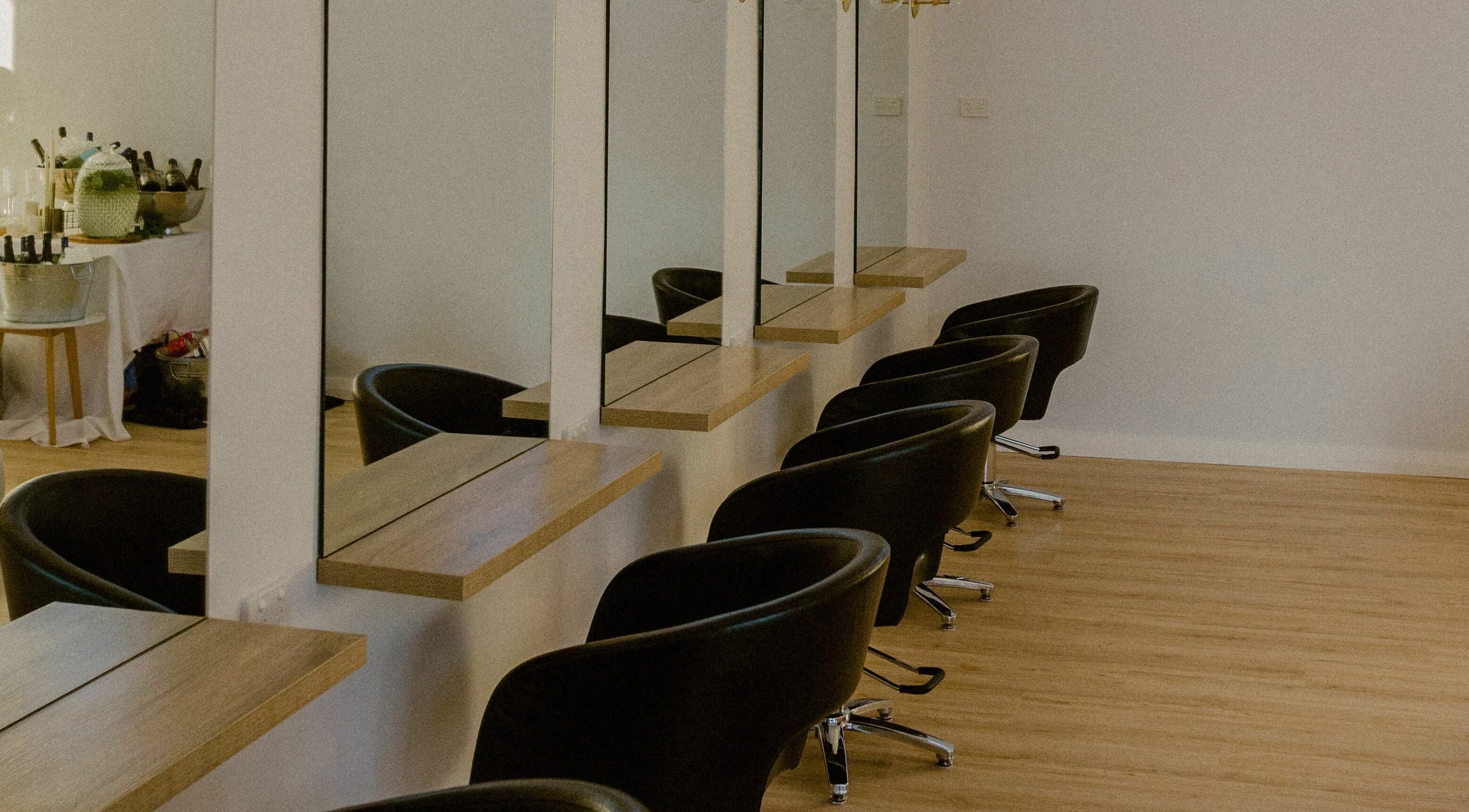 Sleek, modern salon stations at Elli Mac Salon, Waroona, Western Australia, AU.