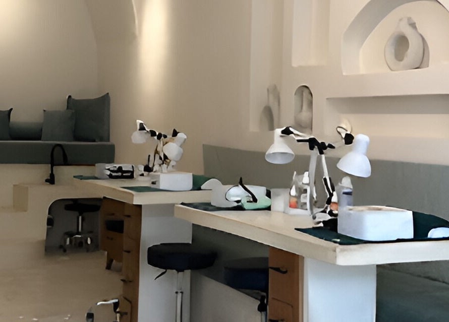 Modern nail station at Kind - Nails & Spa, Bali, Bali, ID with cozy seating and elegant decor.