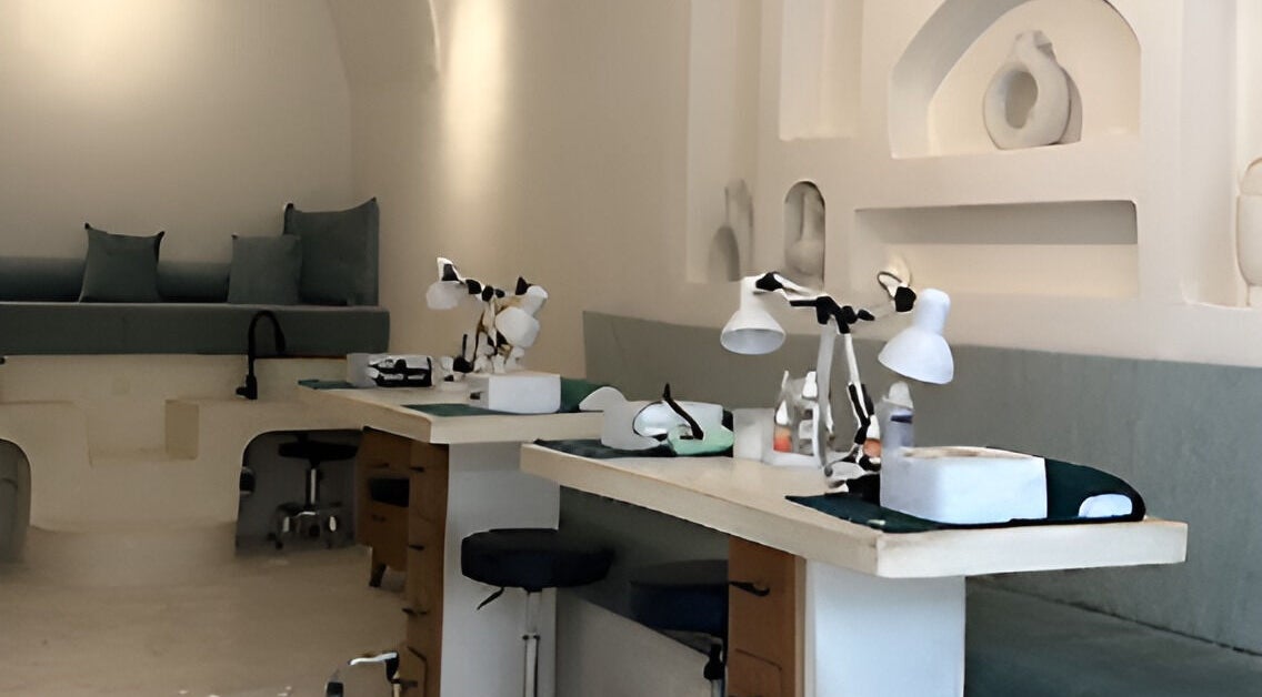 Modern nail station at Kind - Nails & Spa, Bali, Bali, ID with cozy seating and elegant decor.