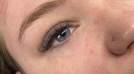 Close-up of elegant eyelash extensions at BeautyLuxe Lash Bar, Horsley, New South Wales, AU.