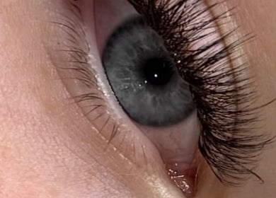 Close-up of a beautifully enhanced eye at ES Lash and Beauty in Kidderminster, England, GB.