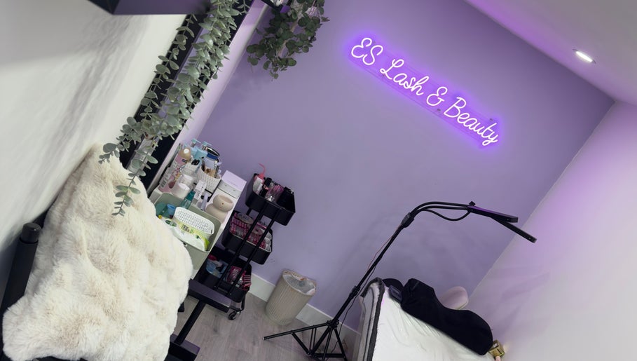 Beauty treatment room at ES Lash and Beauty, Kidderminster, England, GB, featuring modern decor and equipment.