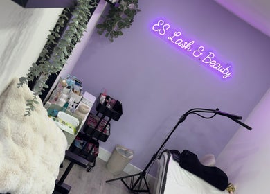 Beauty treatment room at ES Lash and Beauty, Kidderminster, England, GB, featuring modern decor and equipment.