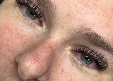 Close-up of eyelash extensions at ES Lash and Beauty in Kidderminster, England, GB.
