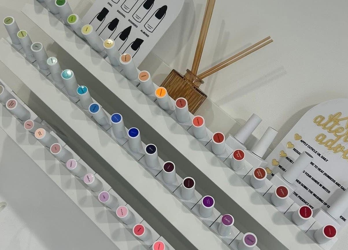 Colorful nail polish selection at Millie Cooper Nails, Failsworth, England, GB.