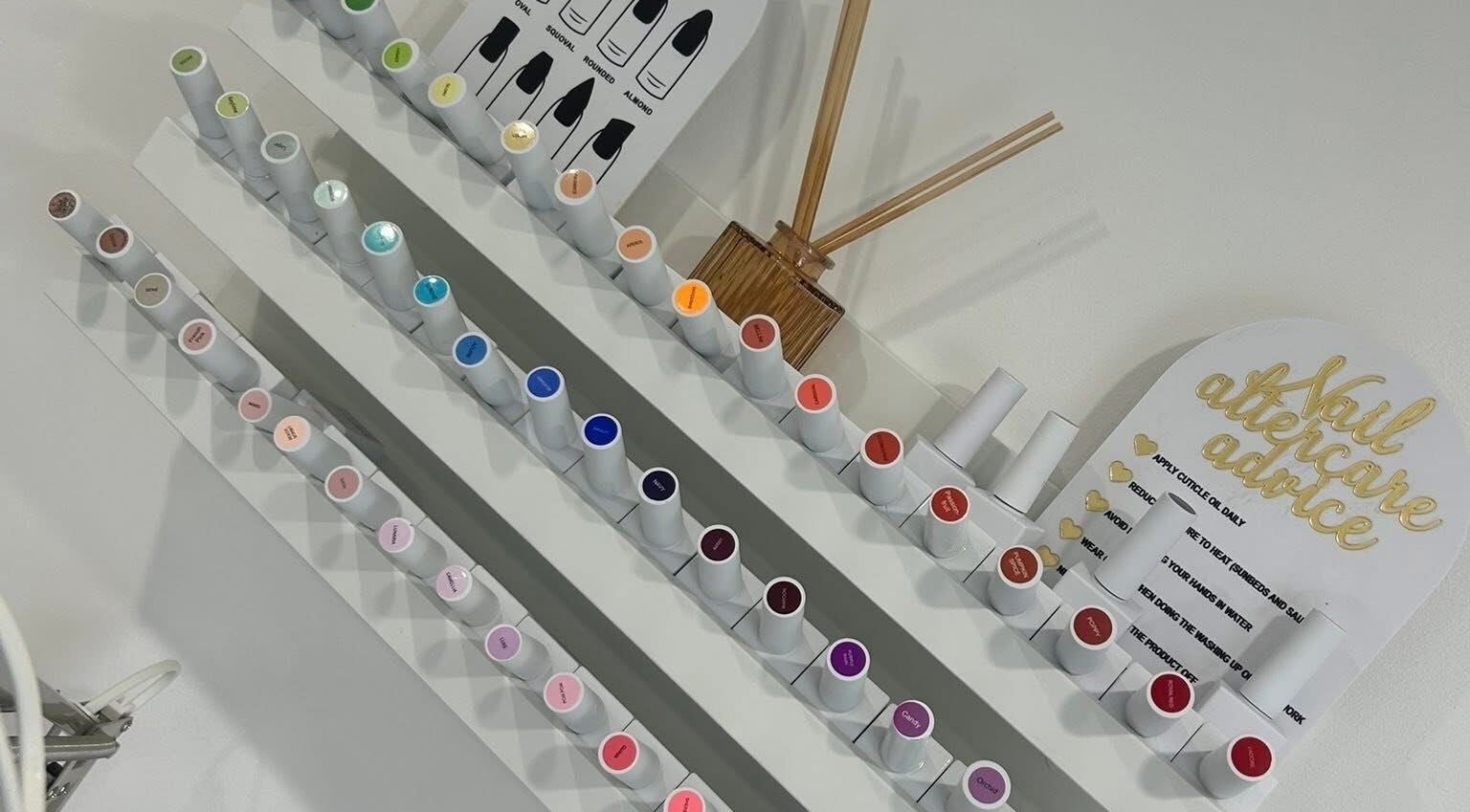 Colorful nail polish selection at Millie Cooper Nails, Failsworth, England, GB.