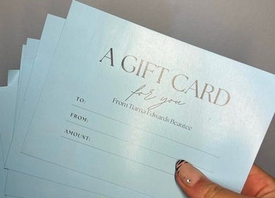Tiarna Edwards Beautee gift cards in Rugby, England, GB, showcasing elegance and choice.
