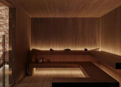 Elegant sauna room at Vassa Spa BOR Hotel by Karisma, Zlatibor, RS, offering a tranquil wellness retreat.