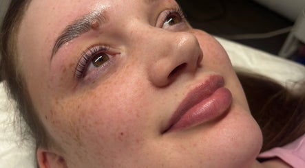 Close-up of a client’s lash lift at B’s Beauty Hive, Cardiff, Wales, GB.