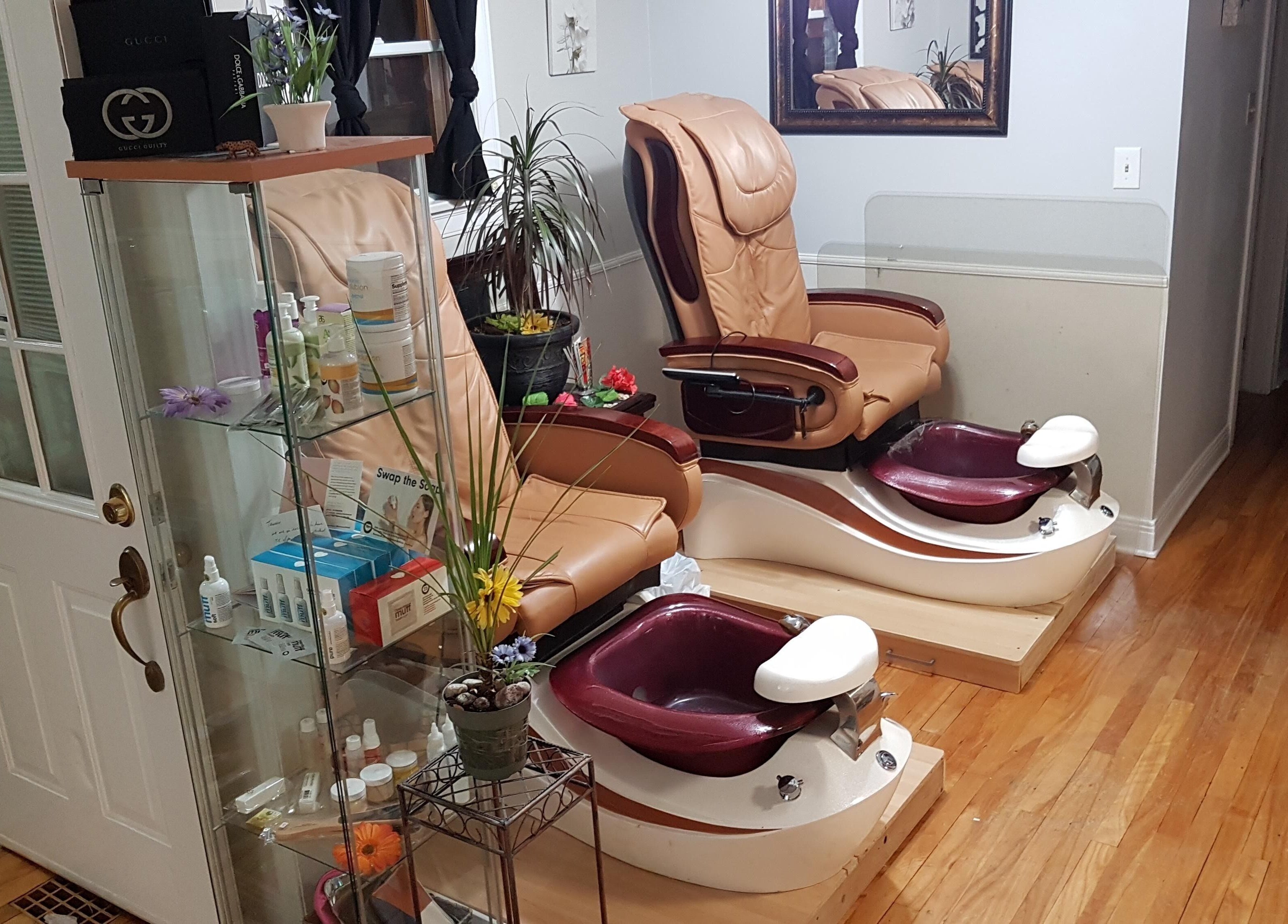 Pedicure chairs at T.C. Spa in Ottawa, Ontario, CA offering a relaxing spa experience.