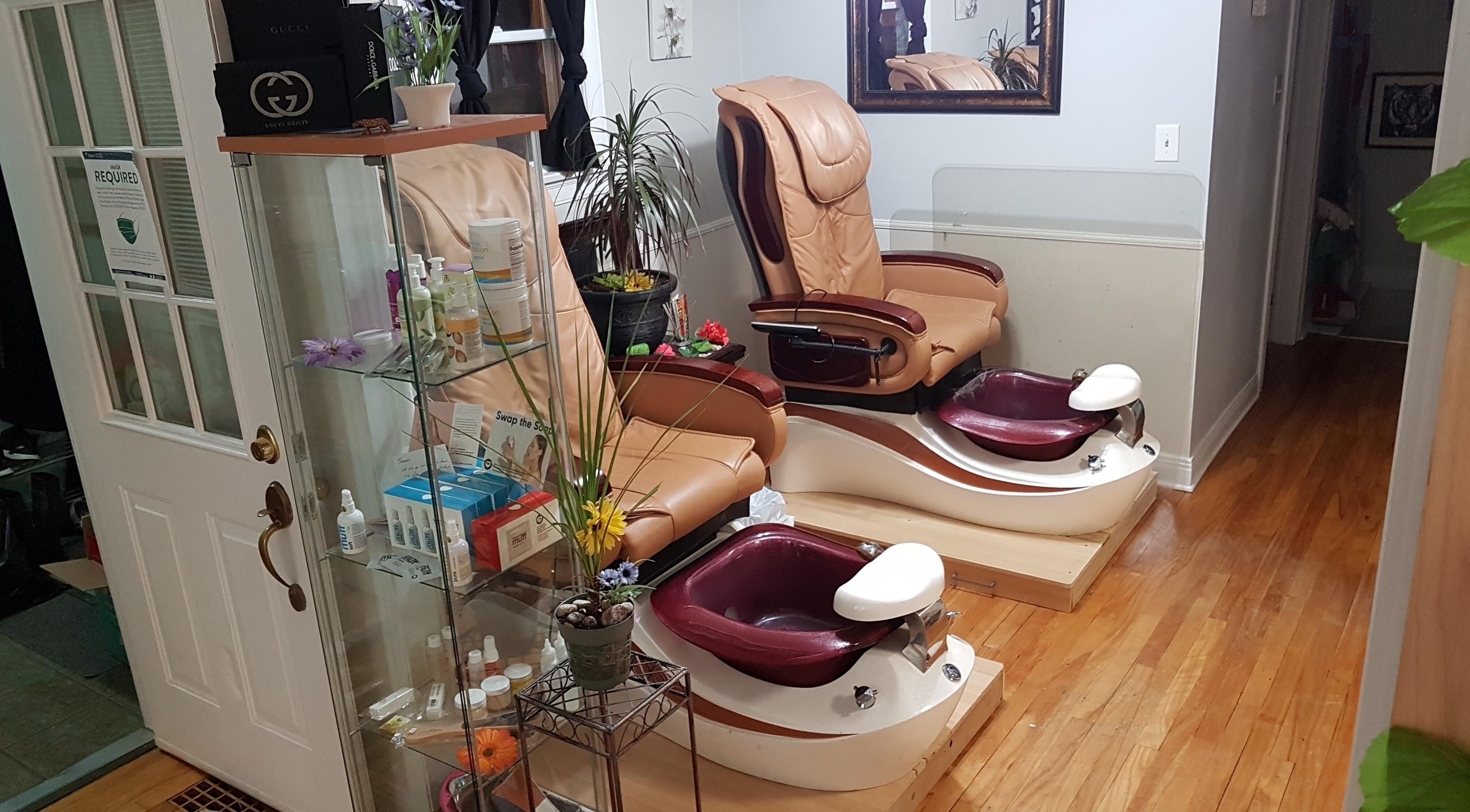 Pedicure chairs at T.C. Spa in Ottawa, Ontario, CA offering a relaxing spa experience.