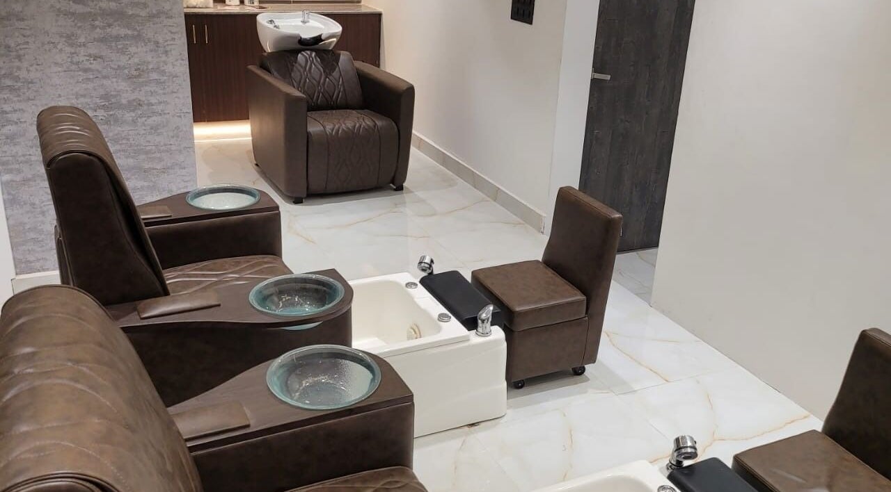 Elegant pedicure chairs at VOX - The Luxury Salon, Hyderabad, Telangana, IN.