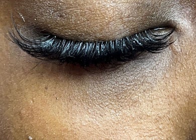 Close-up of eyelash extensions at Beauty Château TT, D'abadie, Tunapuna/piarco Regional Corporation, TT.