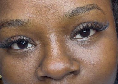 Close-up of eyelash extensions at Beauty Château TT in D'abadie, Tunapuna/piarco Regional Corporation, TT.
