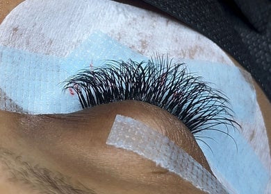 Close-up of lash extensions at Beauty Château TT, D'abadie, Tunapuna/piarco Regional Corporation, TT.
