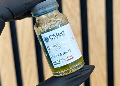 BioRePeel bottle for facial treatment at Jessica - Eyelash Specialist in Shefford, England, GB.