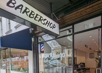 Exterior of BSharp Barbershop in Melbourne, Victoria, AU, showcasing modern and inviting design.