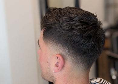 Men's stylish haircut at BSharp Barbershop, Melbourne, Victoria, AU.
