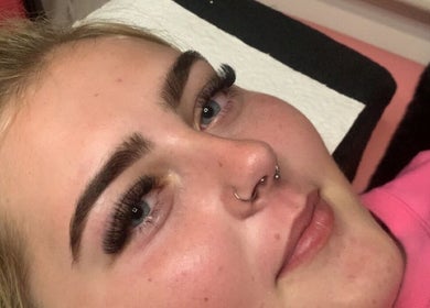Close-up of eyelash extensions at Dolled Up By Lily in Kelmscott, Western Australia, AU.