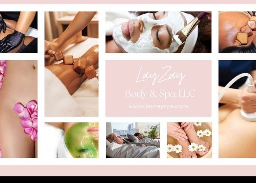 Collage of relaxing treatments at Lay Zay Body and Spa, Garland, Texas, US, showcasing luxurious services.