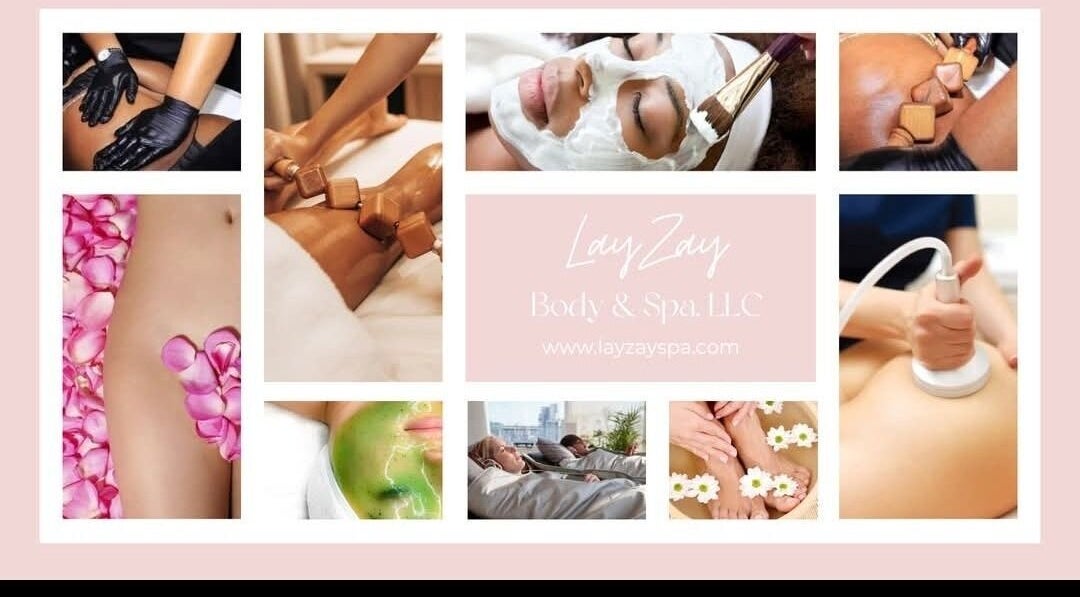 Collage of relaxing treatments at Lay Zay Body and Spa, Garland, Texas, US, showcasing luxurious services.