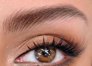 Close-up of perfectly arched brows and lashes at Suburban Glow Wilmslow Lashes and Brows, Wilmslow, England, GB.
