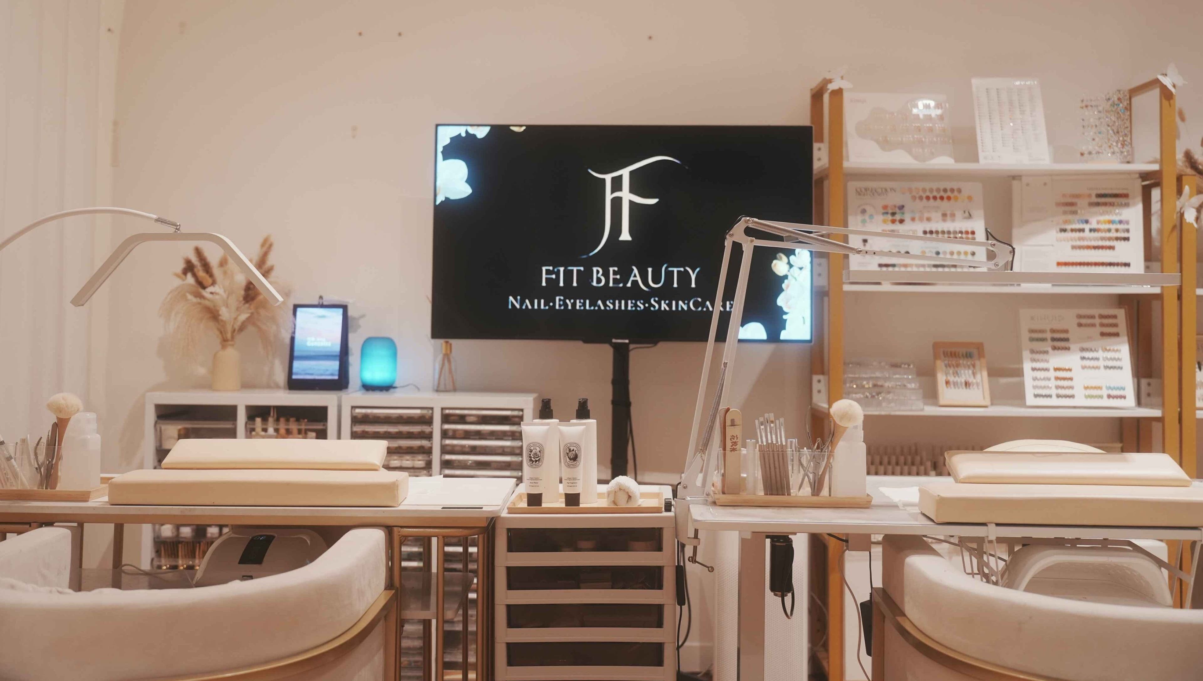 Interior of FIT Beauty Brisbane showcasing elegant nail and skincare setup in Brisbane City, Queensland, AU.
