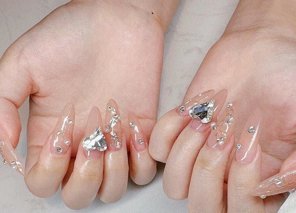 Exquisite nail art with gemstones at FIT Beauty Brisbane, Brisbane City, Queensland, AU.