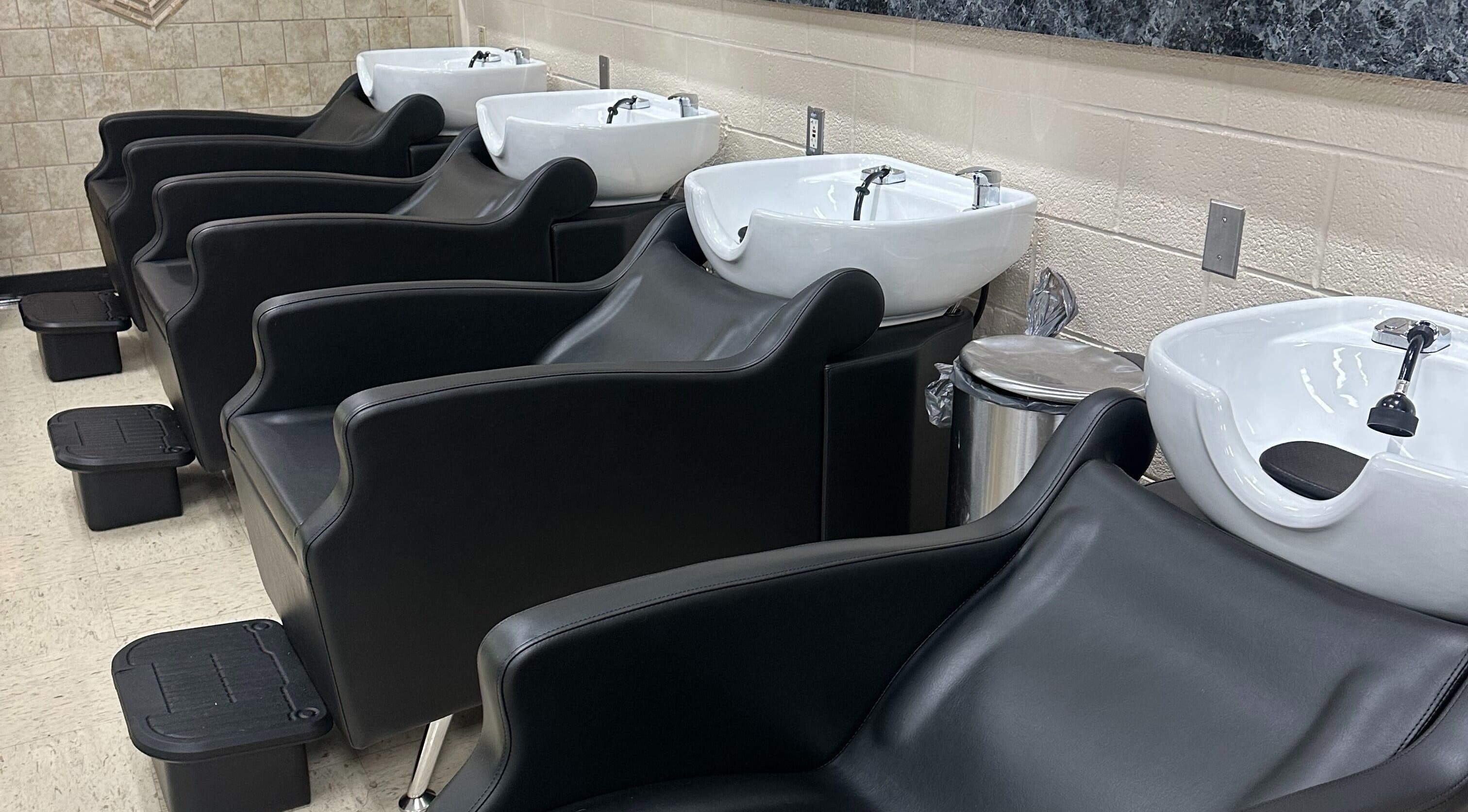 Comfortable wash stations at The Studio at the Jackson Area Career Center in Jackson, Michigan, US.