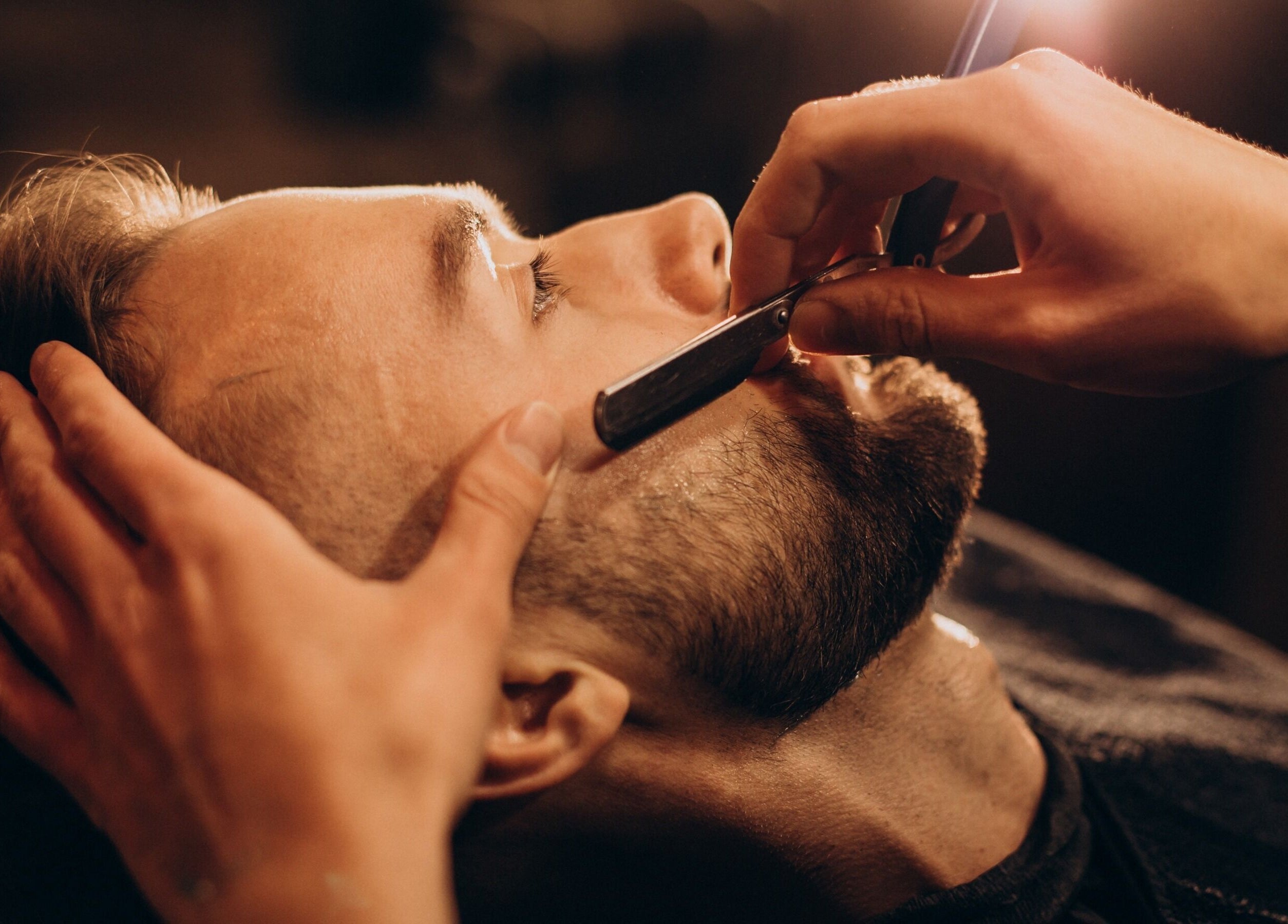 Close-up of a luxury shave at Hammam Al Andalus Gents Salon and Spa, Dubai, Dubai, AE.