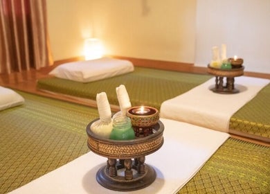 Tranquil massage room at Golden Fingers Thai Massage - Morningside, Auckland, Auckland, NZ with traditional Thai decor.