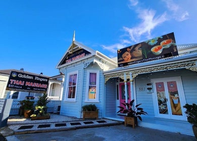 Front view of Golden Fingers Thai Massage - Kingsland in Auckland, NZ, showcasing its inviting entrance.