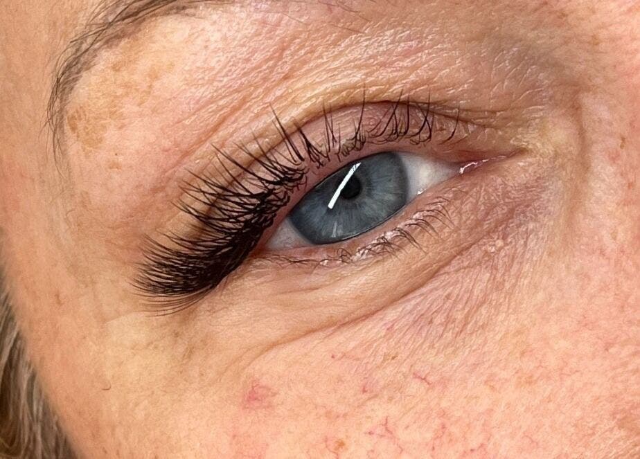 Close-up of eyelash extensions at The Lash Row, Newcastle upon Tyne, England, GB.