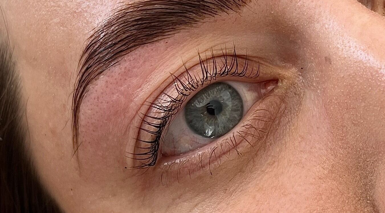 Close-up of expertly styled eyelashes at The Lash Row in Newcastle upon Tyne, England, GB.