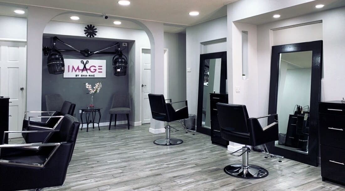 Sleek salon interior with chairs at Image by Sha-Nae in Bridgetown, Saint Michael, BB.