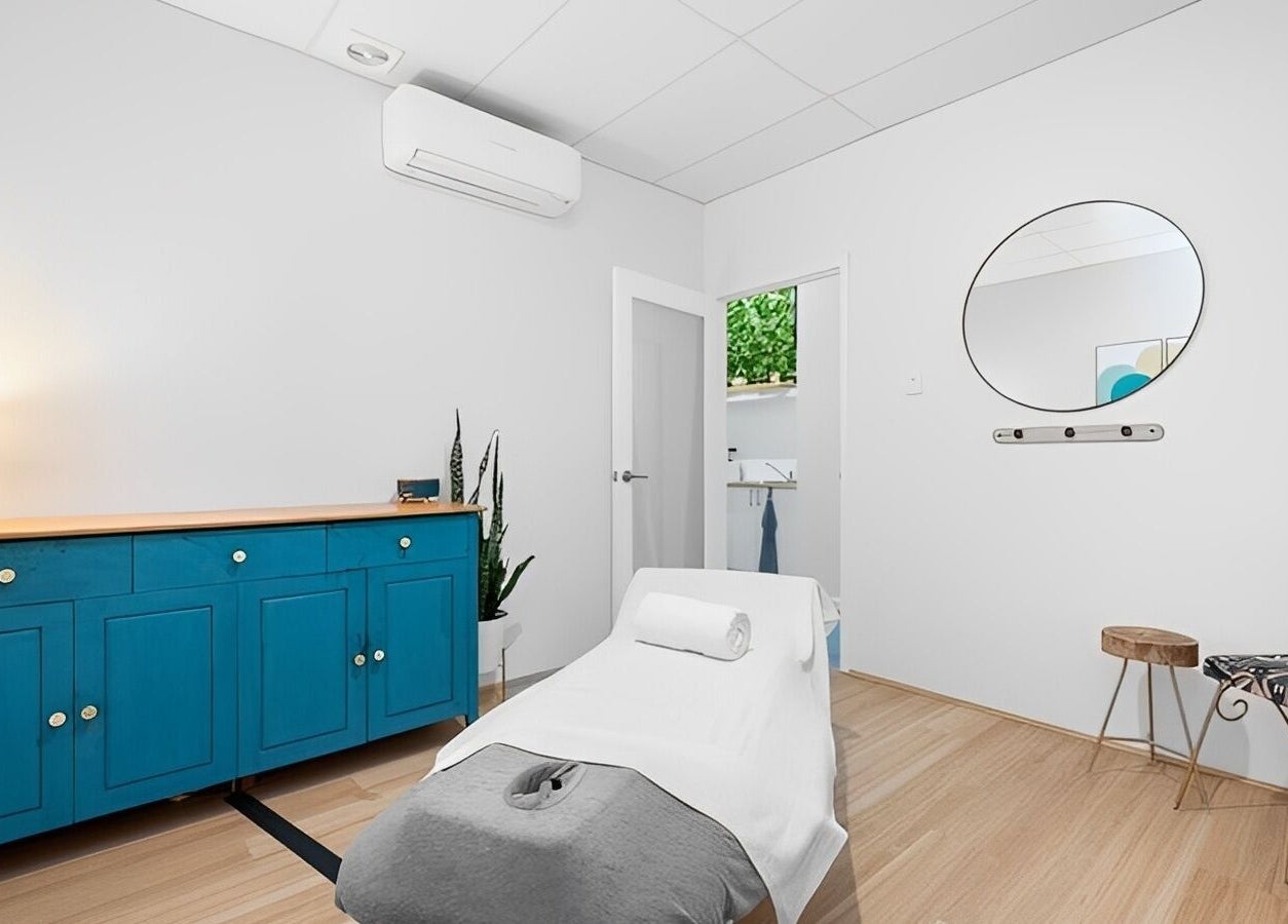 Tranquil massage room at Bodyspace Recovery Studio, Jandakot, Western Australia, AU with stylish decor.