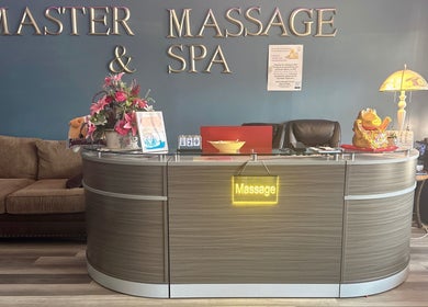 Reception area at Master Massage and Spa in Knoxville, Tennessee, US with elegant decor and welcoming ambiance.
