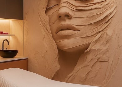 Elegant spa room with artistic wall at Olimpia, ROSEBERY New South Wales AU, enhancing your relaxation experience.