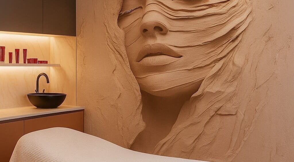 Elegant spa room with artistic wall at Olimpia, ROSEBERY New South Wales AU, enhancing your relaxation experience.