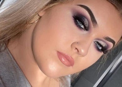 Makeup close-up at HiddenBeautyByLea, Donemana, Northern Ireland, GB, showcasing bold eyes and soft lips.