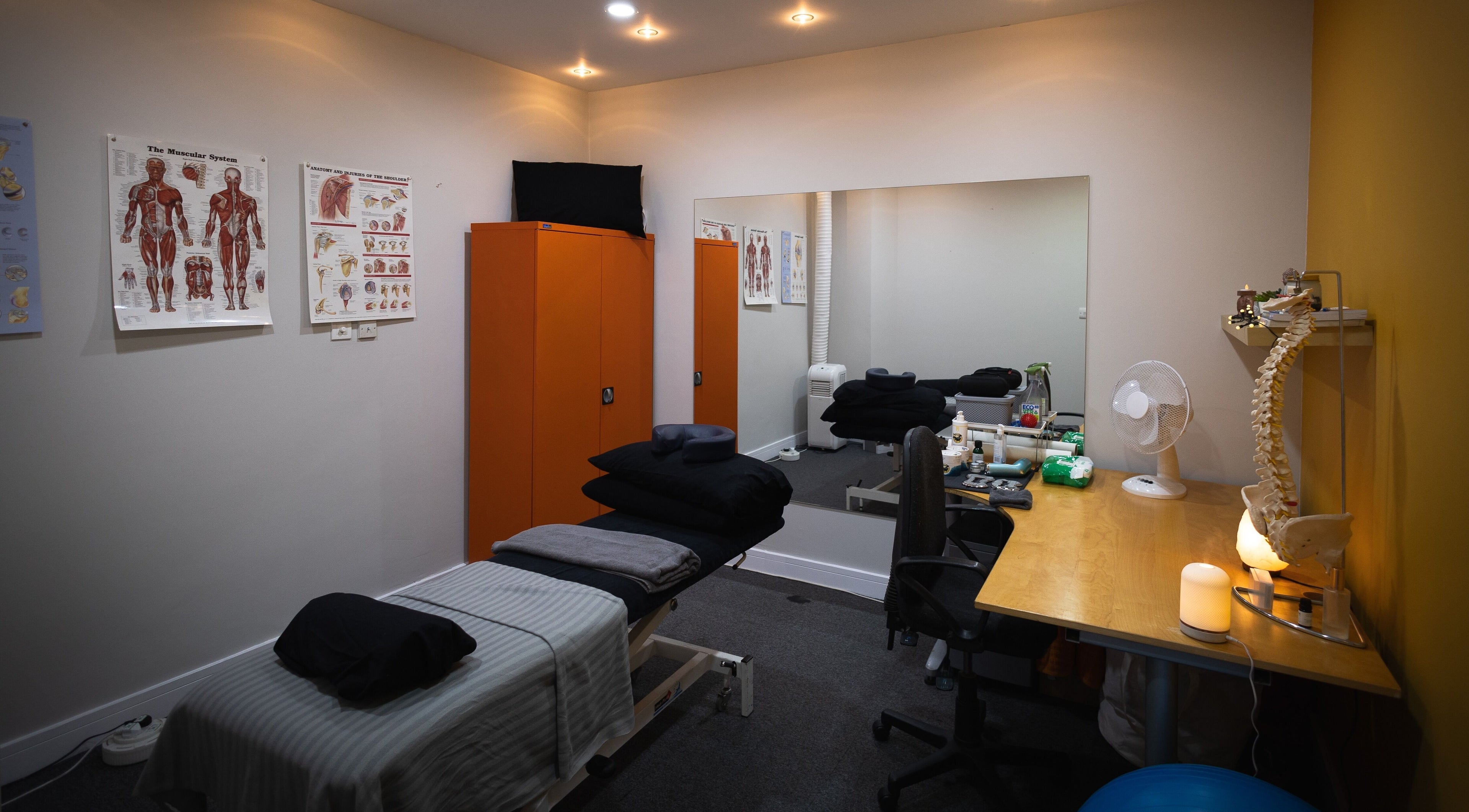Cozy massage therapy room at Elena Dawn Sports Massage Therapy & Training Staines, Staines-upon-Thames, England, GB.