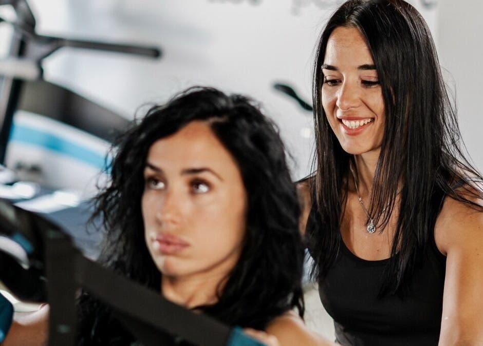 Personal training session at Stretch Centar Beograd, Beograd, RS with two focused women.