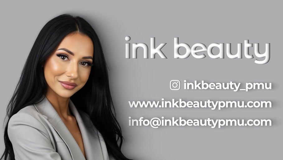 Portrait of a woman next to INK Beauty logo, Cork, County Cork, IE contact information.
